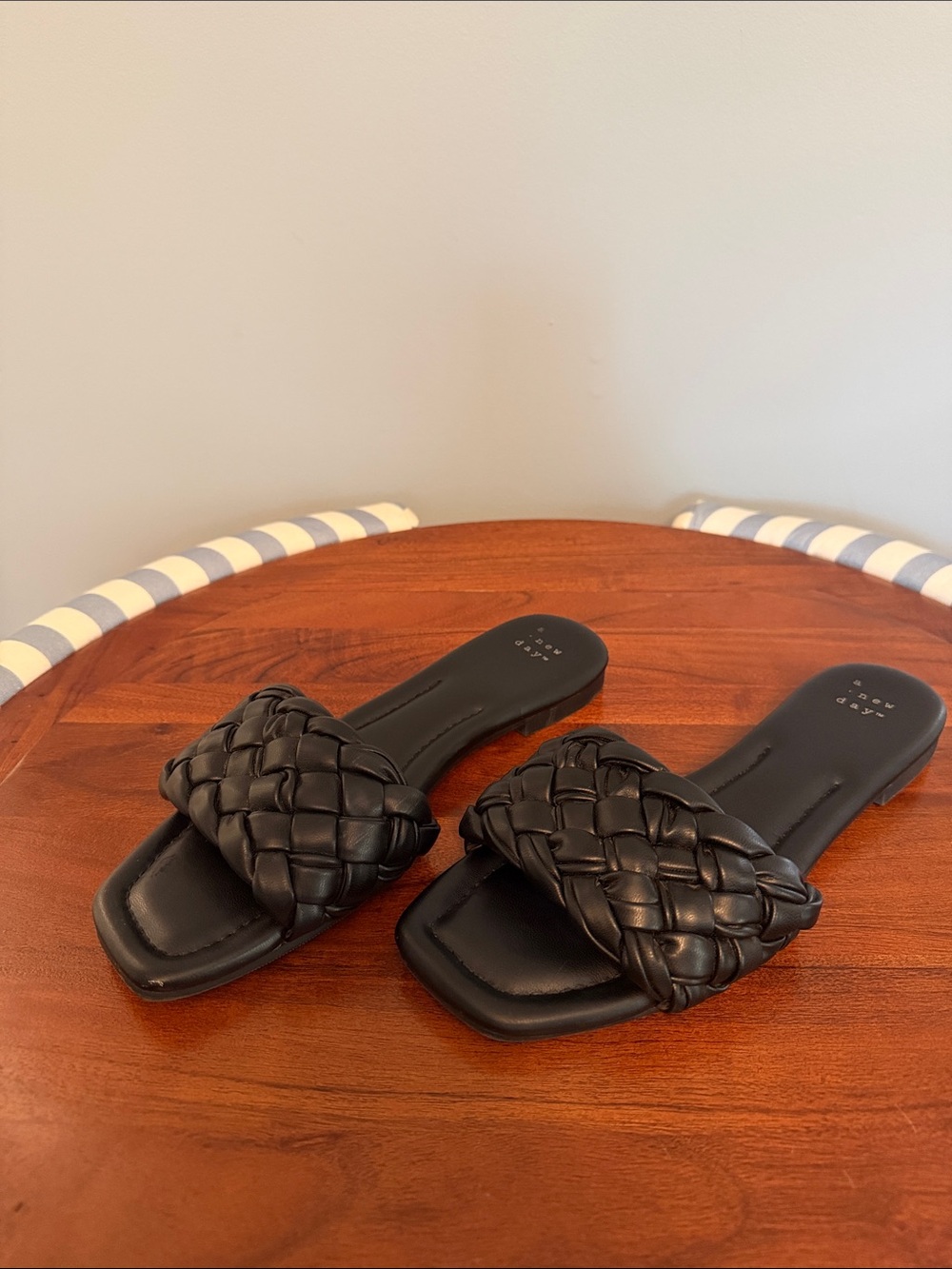 a new day Black Braided Slide Sandals